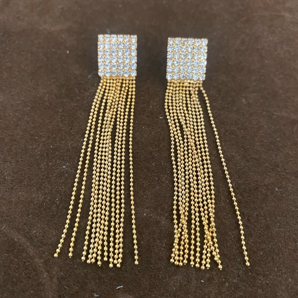 Gold and Silver Chandelier Earrings with Cascading Chains